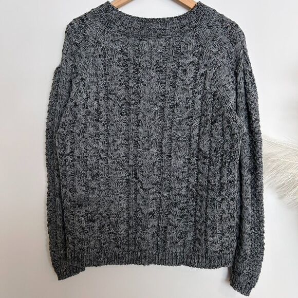John + Jenn Black and Gray Marled Cable Knit Sweater - Picture 6 of 6